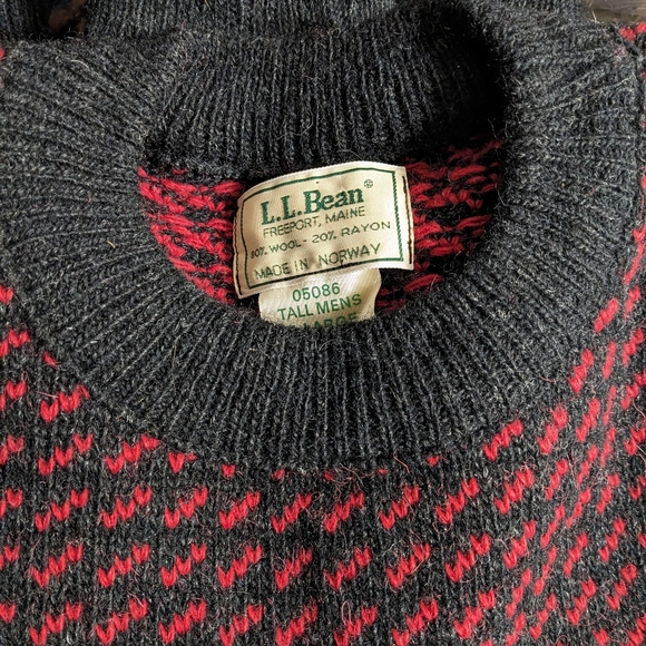 Vintage LL Bean Norwegian Wool Birdseye Sweater Fisherman Nordic Tall XL - Picture 6 of 8